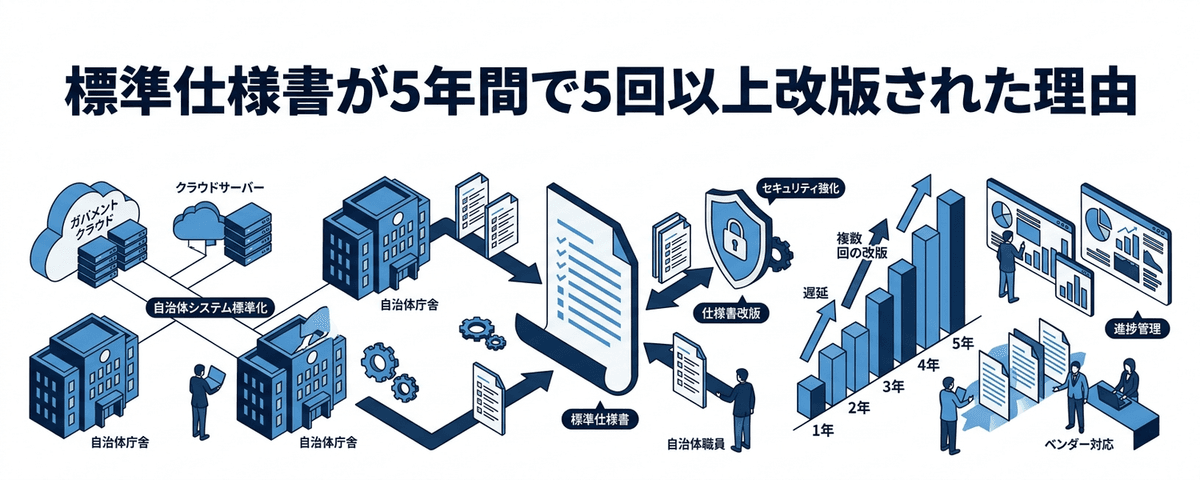 標準仕様書が5年間で5回以上改版された理由｜935団体が遅延した自治体システム標準化の構造的欠陥