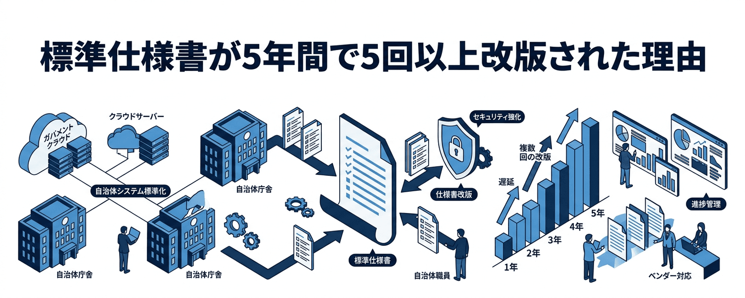 標準仕様書が5年間で5回以上改版された理由|935団体が遅延した自治体システム標準化の構造的欠陥
